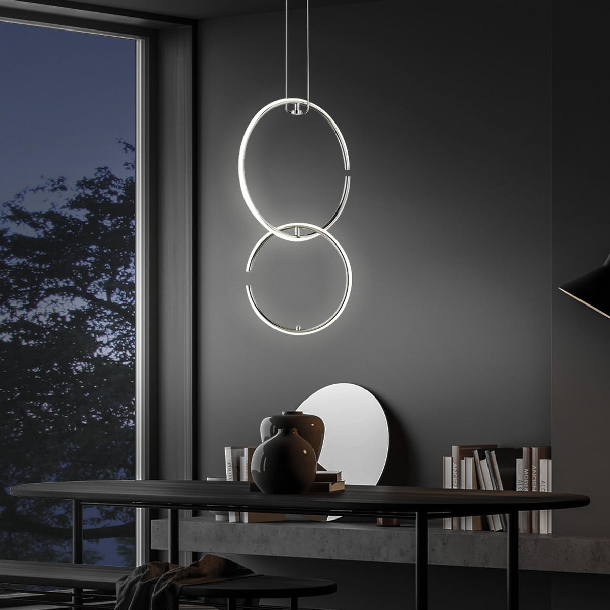 LED HÄNGELEUCHTE Chrom Ring Design Silber - Silberfarben, Metall (45/21/230cm) - Wofi