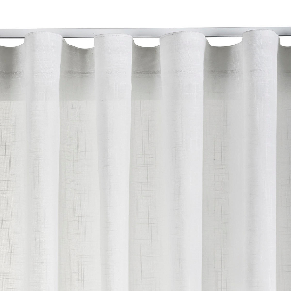 VORHANG MIT KRÄUSELBAND, lichtdurchlässig, Farbe Weiß, 300X300 - Weiß, Kunststoff (300/300cm) - STORESDECO