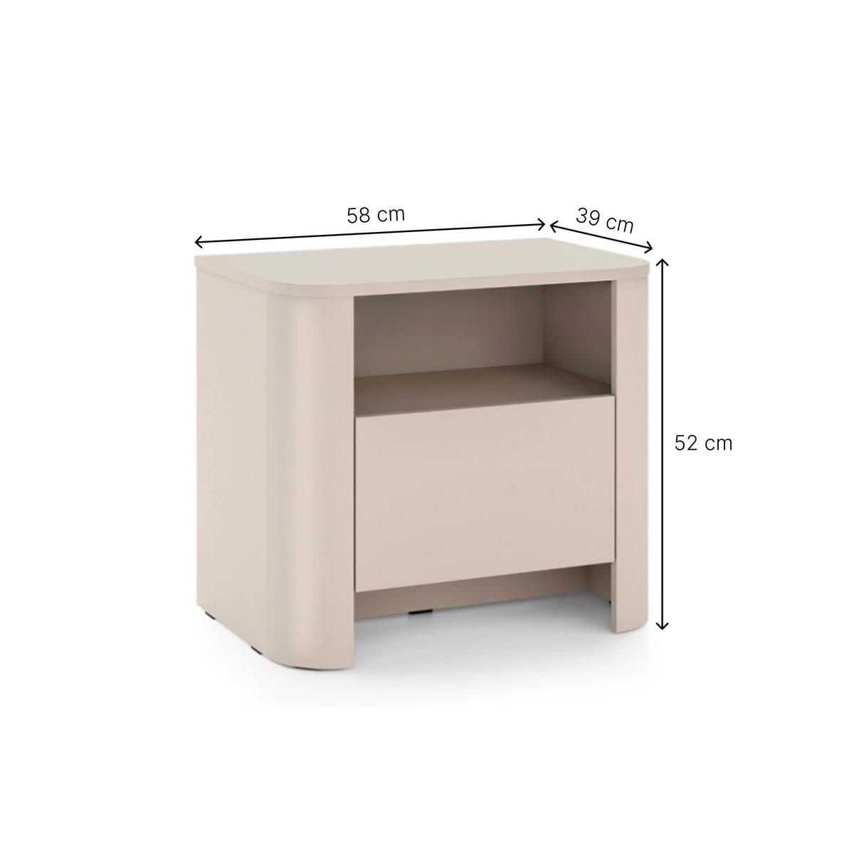 NACHTTISCH Rari 58x52x39 cm - Modern Nachtschrank zum Schlafzimmer - EIN praktischer Commode aus Spanplatten - Kaschmir - Kaschmir, Holzwerkstoff (58/52/39cm) - Chilly