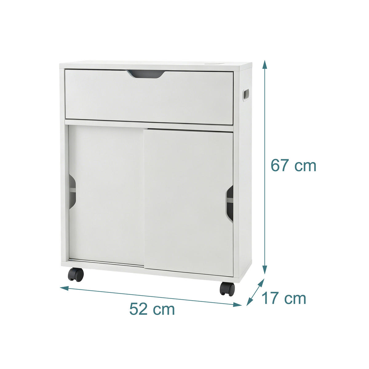 NISCHENSCHRANK Weiß 4 Fächer mit Rollen MDF 67x17x52 cm - Weiß, Holzwerkstoff/Kunststoff (17/67/52cm) - Relaxdays