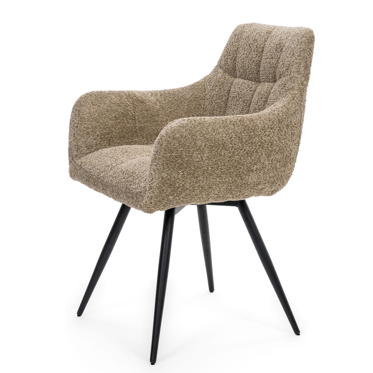 STUHL FANO drehbar gepolsterter mit Steppung - beige - Boucle - Sandfarben/Beige, Textil/Metall (58/83/59cm) - NEW HOME