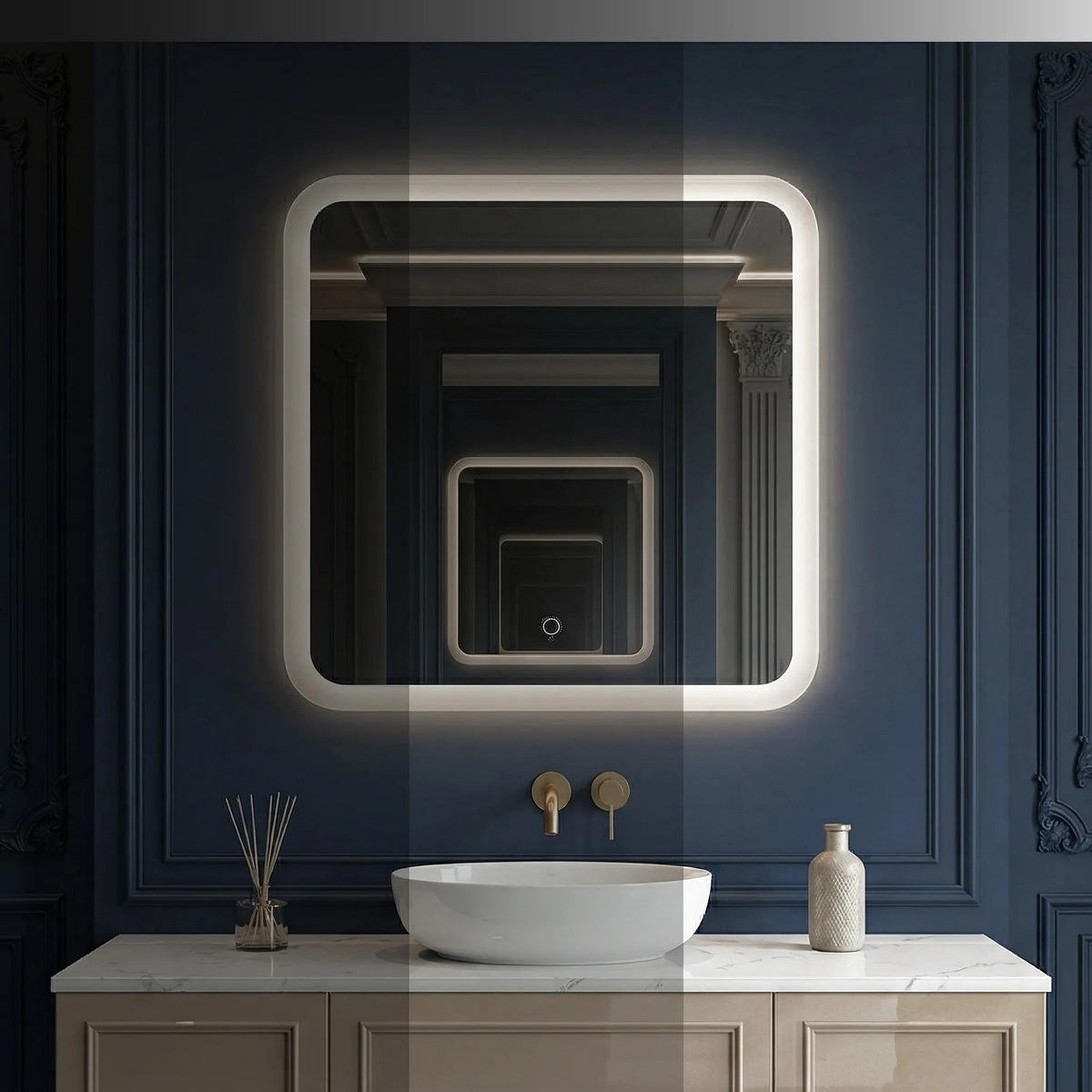 SPIEGEL Rea Led 70x70cm Top-2 - Transparent, Glas (70/2/70cm) - REA
