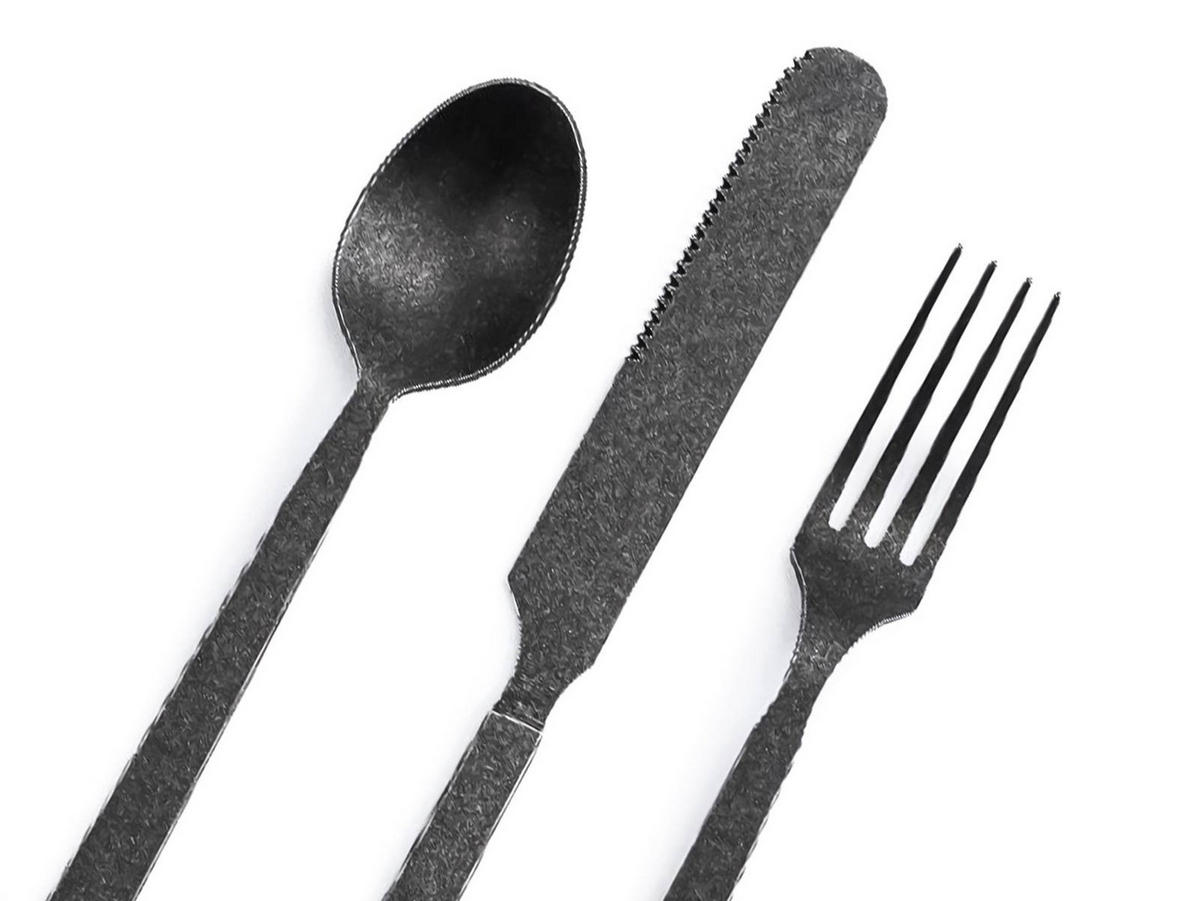 BESTECKSET Flatware Edelstahl matt antik für 2 Personen - Grau, Metall - BAREBONES