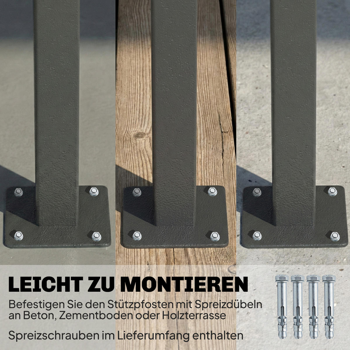 SEITENMARKISE Aluminium Polyester Dunkelgrau - Dunkelgrau, Metall (5/185/420cm) - Outsunny