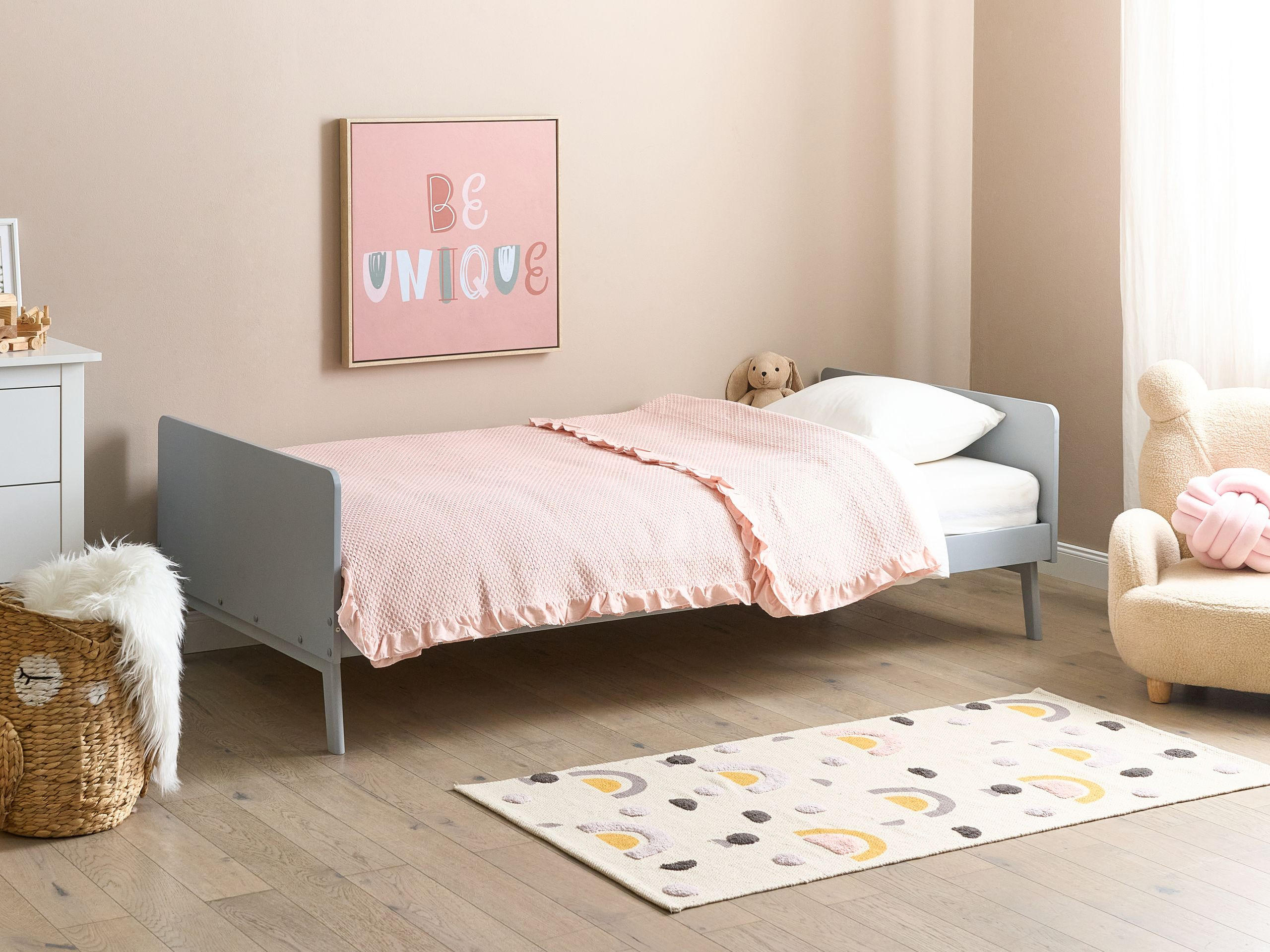 BETT mit Lattenrost 90x200 cm Grau Bonnac - Grau, Holz (90/200cm) - Beliani
