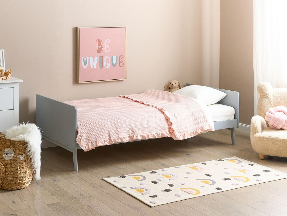 BETT mit Lattenrost 90x200 cm Grau Bonnac - Grau, Holz (90/200cm) - Beliani