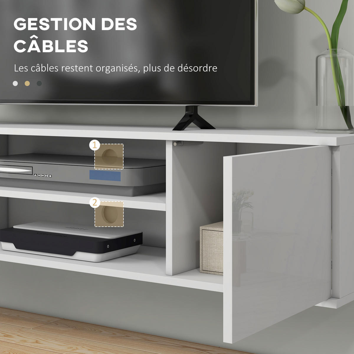 TV-LOWBOARD Weiß 140/30/30 cm, Hängend, 2 Türen, 2 Fächer - Weiß, Holzwerkstoff (140/30/30cm) - PANGIVO