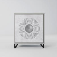 SIDEBOARD SOLID CIRCLES, Grau, 57,5x42x67,5 cm, Schwarze Metall-Rahmenfüße - Multicolor/Schwarz, Holzwerkstoff/Metall (57.5/67.5/42cm) - SpaceRebels