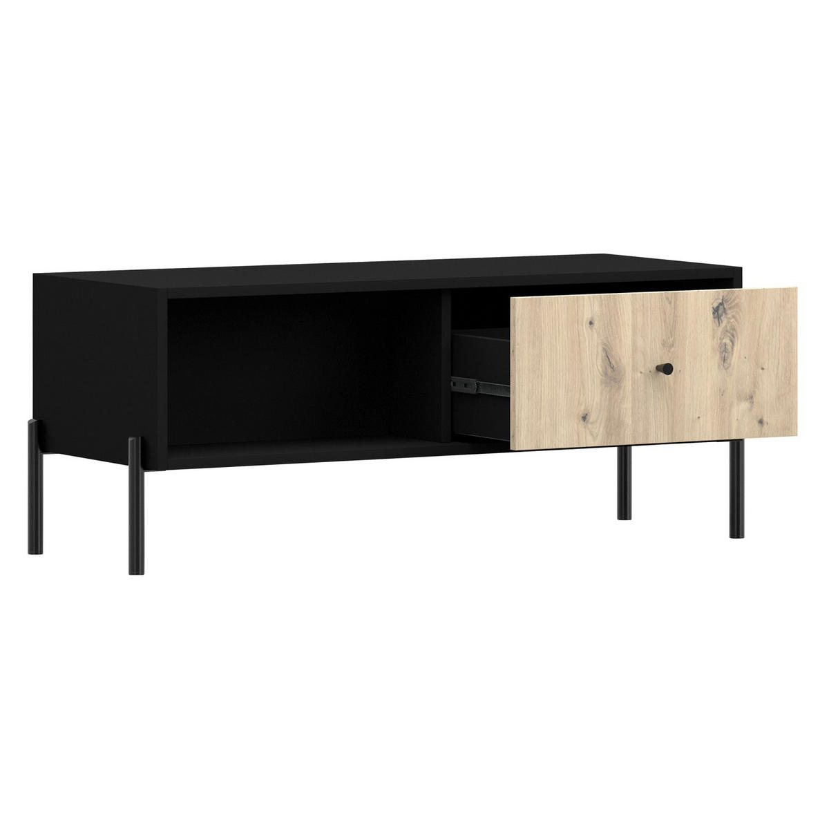 COUCHTISCH Raviero Schwarz/Artisan Eiche 90x60 cm - Schwarz, Holzwerkstoff/Metall (60/90/49cm) - Selsey