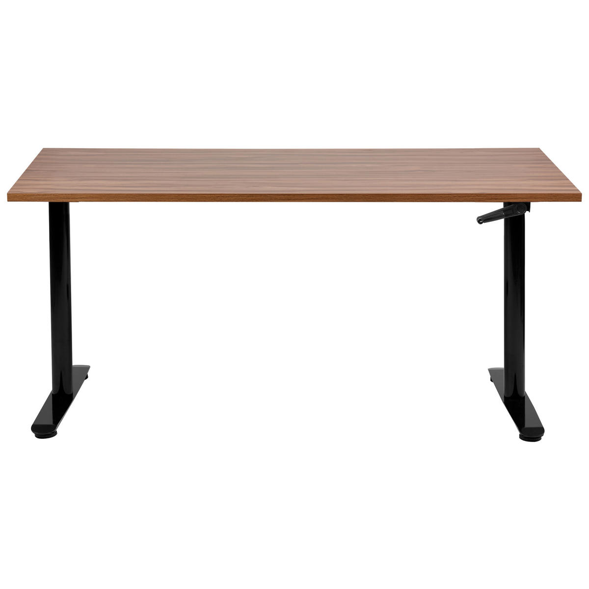 SCHREIBTISCH braunschwarz 160/72 cm manuell höhenverstellbar Destin IV - Dunkelbraun/Schwarz, Holz (72/160/74cm) - Beliani