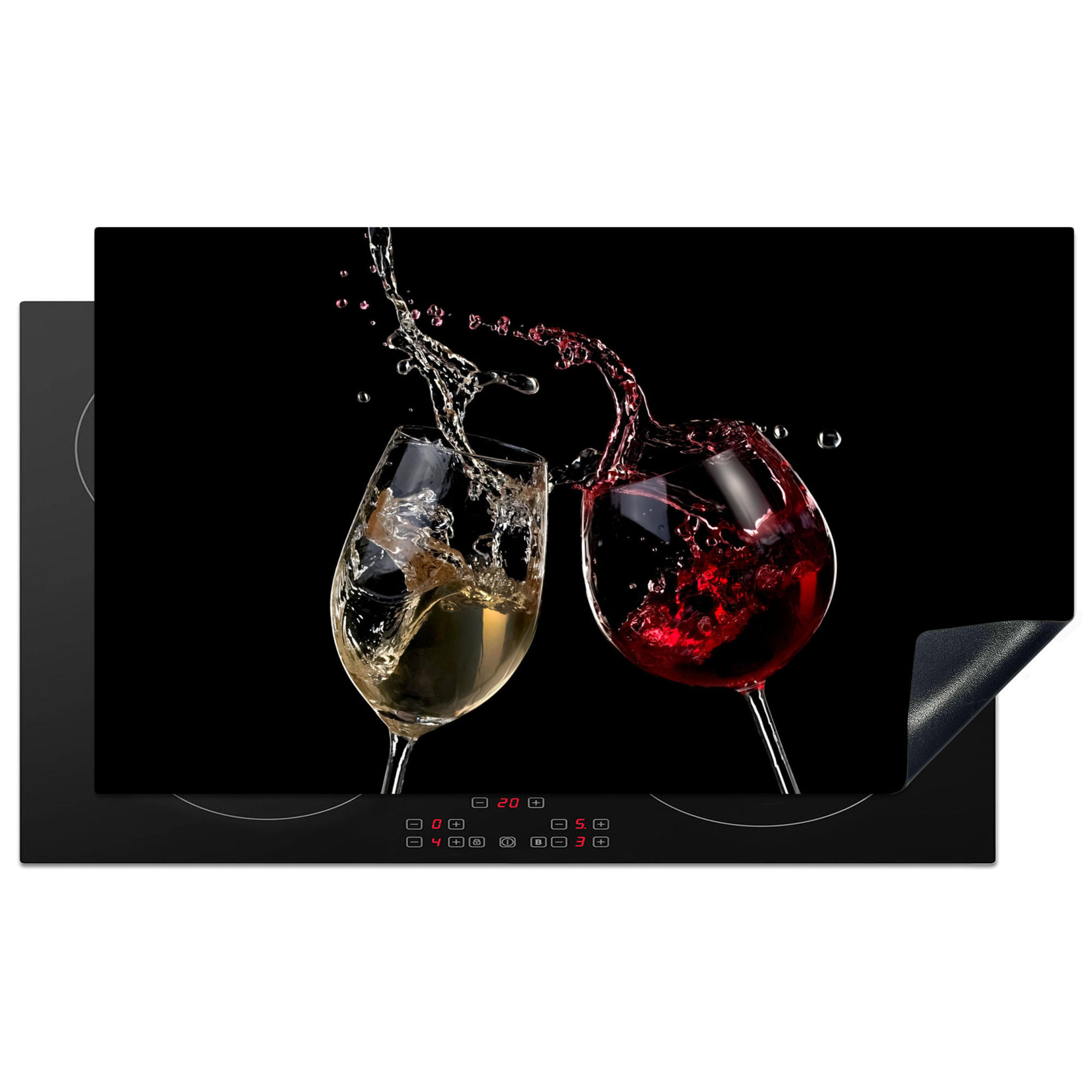 HERDABDECKPLATTE Rotwein - Weißwein - Glas - Schwarz 91x52 cm - Weinrot, Kunststoff (91.2/0.2/52cm) - MuchoWow