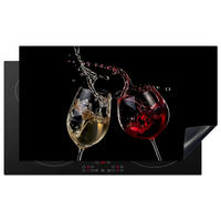 HERDABDECKPLATTE Rotwein - Weißwein - Glas - Schwarz 91x52 cm - Weinrot, Kunststoff (91.2/0.2/52cm) - MuchoWow