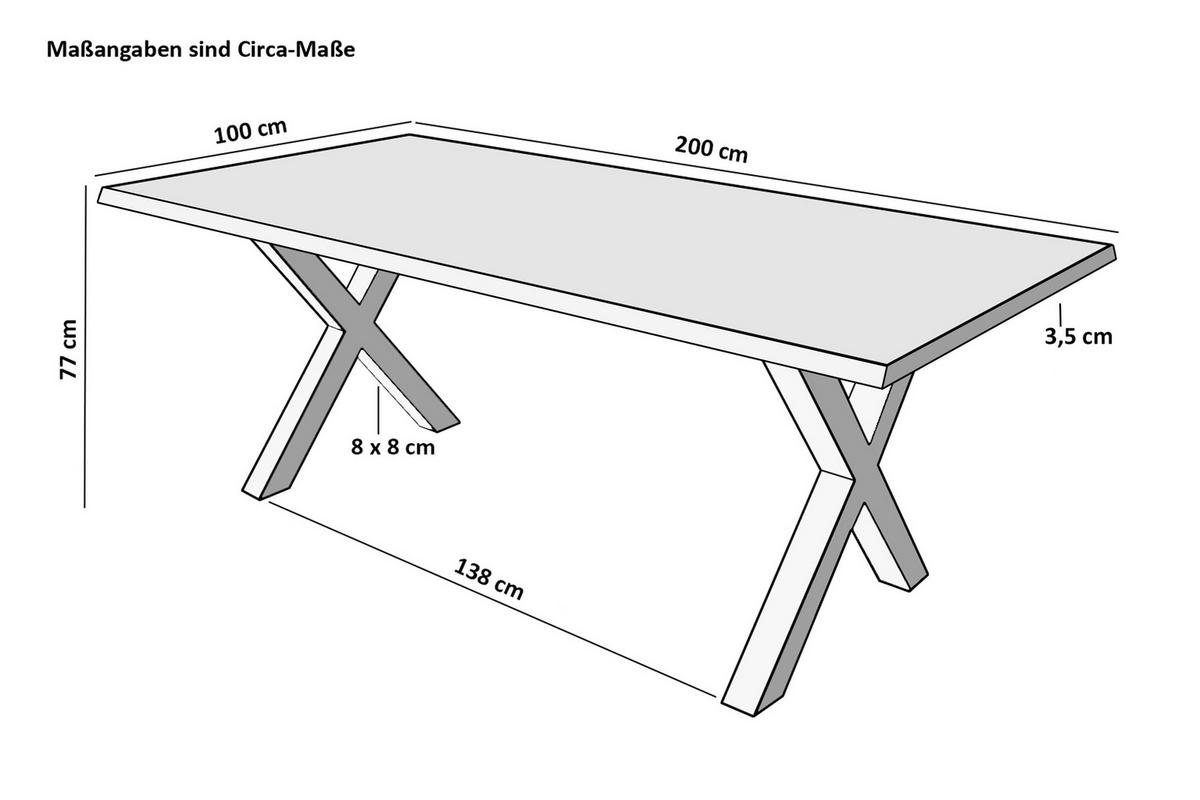 ESSTISCH FREDERIK - Schwarz/Braun, Holz/Metall (100/200/77cm) - SAM