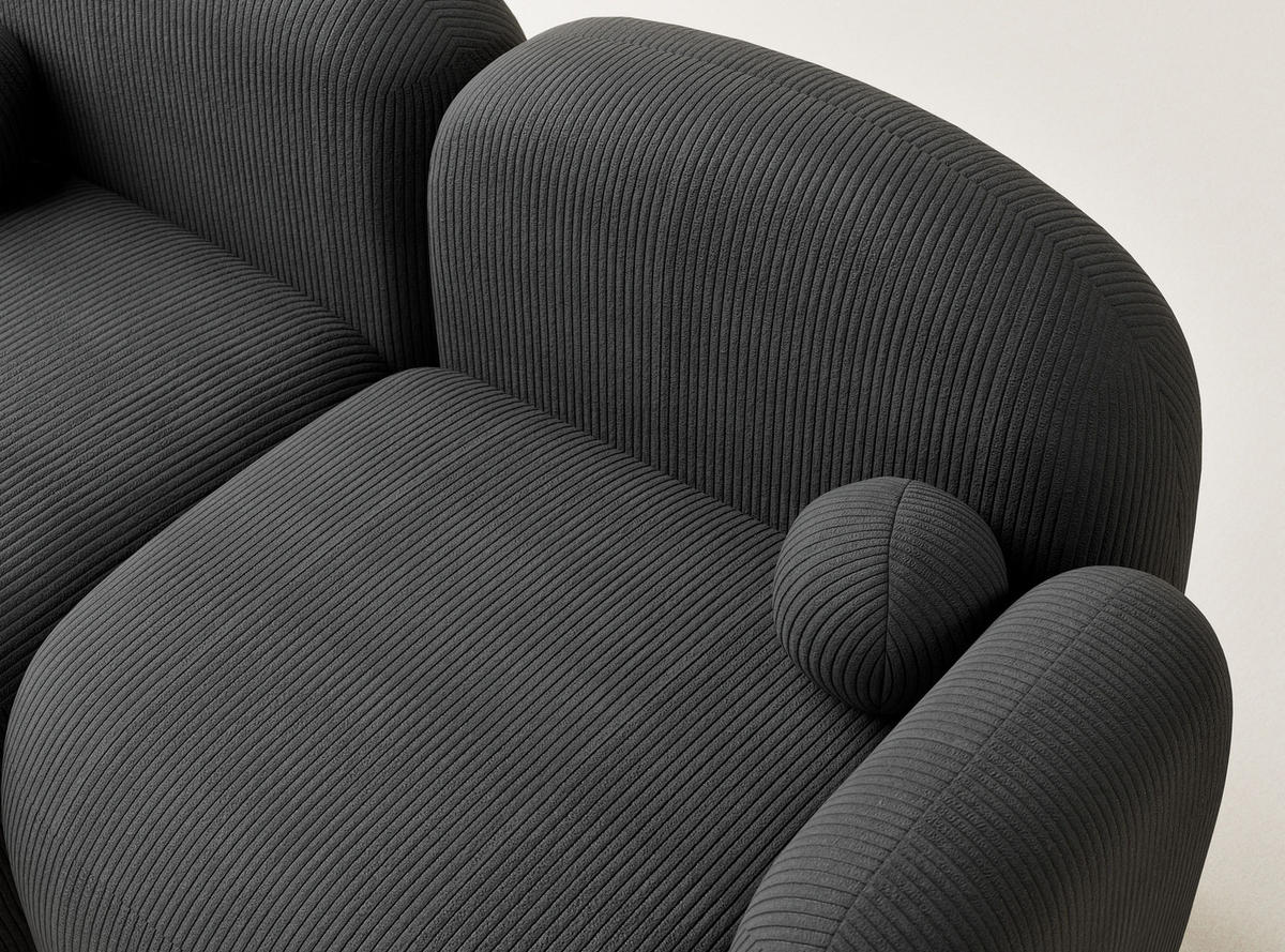 ECKSOFA Bahama Anthrazit Samtstoff - Links Seite - Anthrazit/Schwarz, Holz/Holzwerkstoff (146/190cm) - Maison de Reve