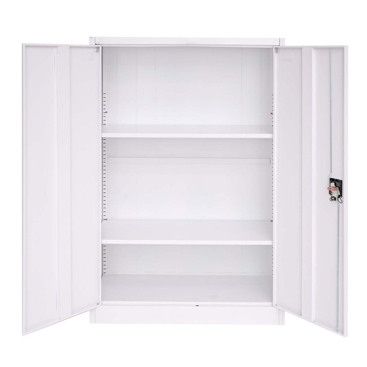 AKTENSCHRANK 140x90x40cm 2 Türen abschließbar Metall Weiß - Weiß, Metall (90/140/40cm) - PROREGAL