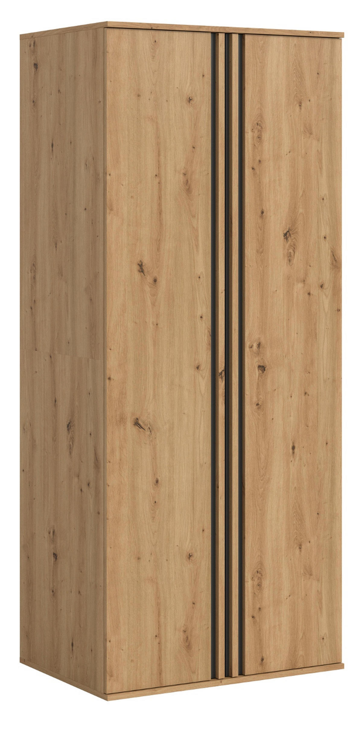 KLEIDERSCHRANK Eiche Artisan, grau 80 x 192 cm, Drehtürenschrank 2-türig - Anthrazit/Eiche Artisan, Holzwerkstoff (80/192/56cm) - Inn.Furn