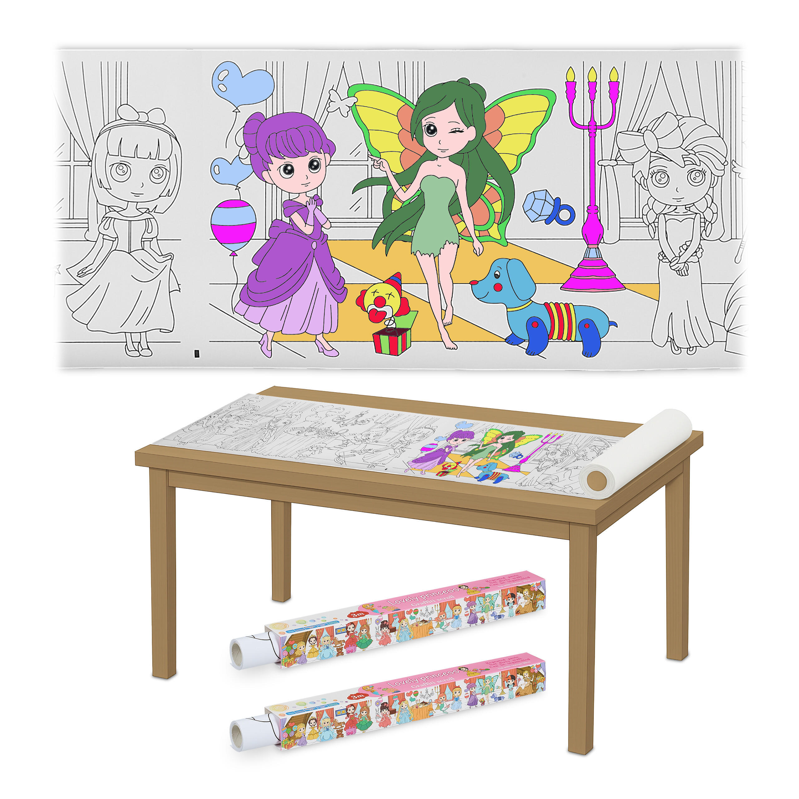 2XAUSMALTISCHDECKE - Multicolor, Papier (38/4/4cm) - Relaxdays