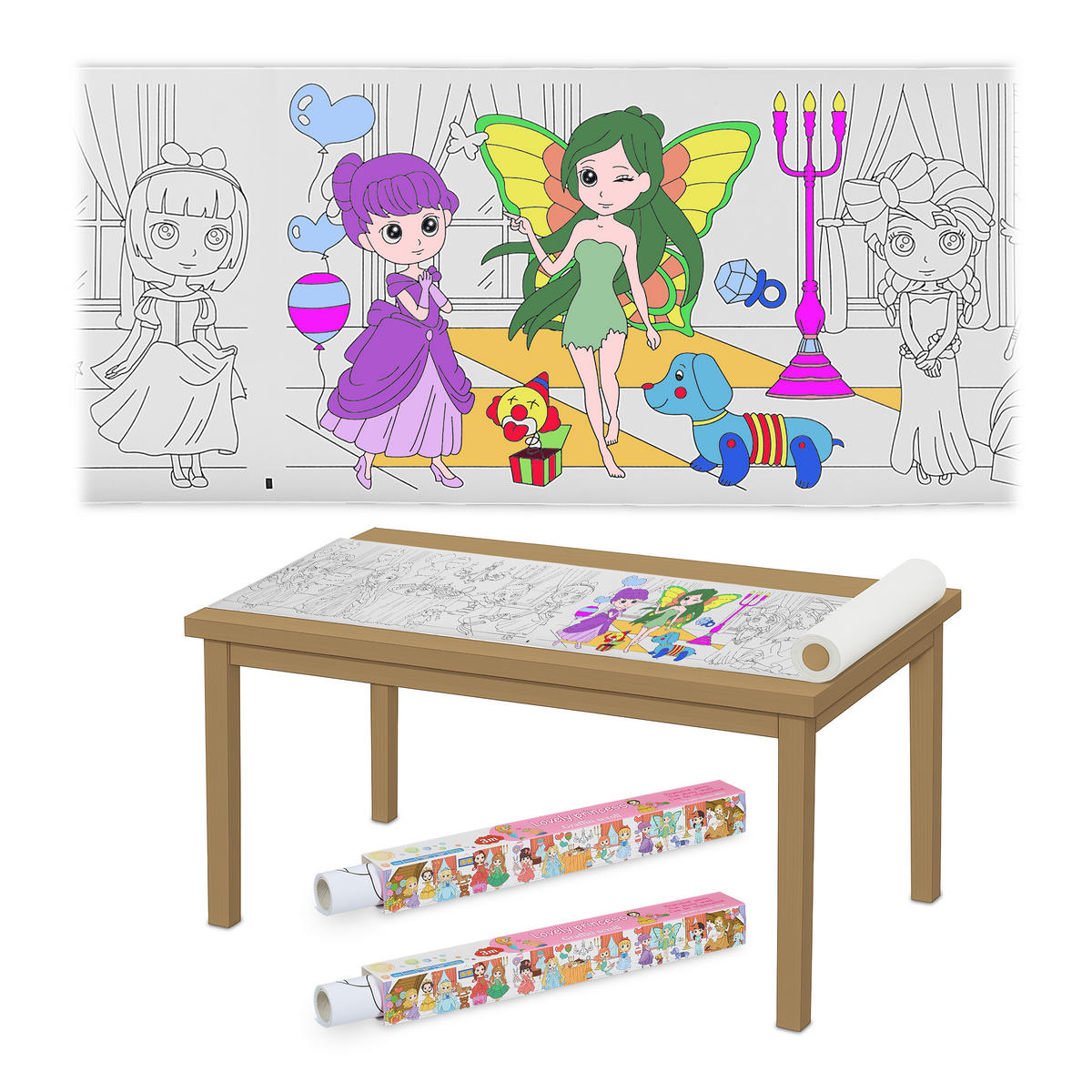 2XAUSMALTISCHDECKE - Multicolor, Papier (38/4/4cm) - Relaxdays