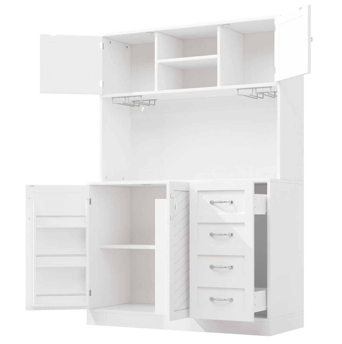 BUFFETSCHRANK 120/40/188 cm weiß aus MDF mit LED-Beleuchtung - Weiß, Holzwerkstoff (120/188/40cm) - OKWISH