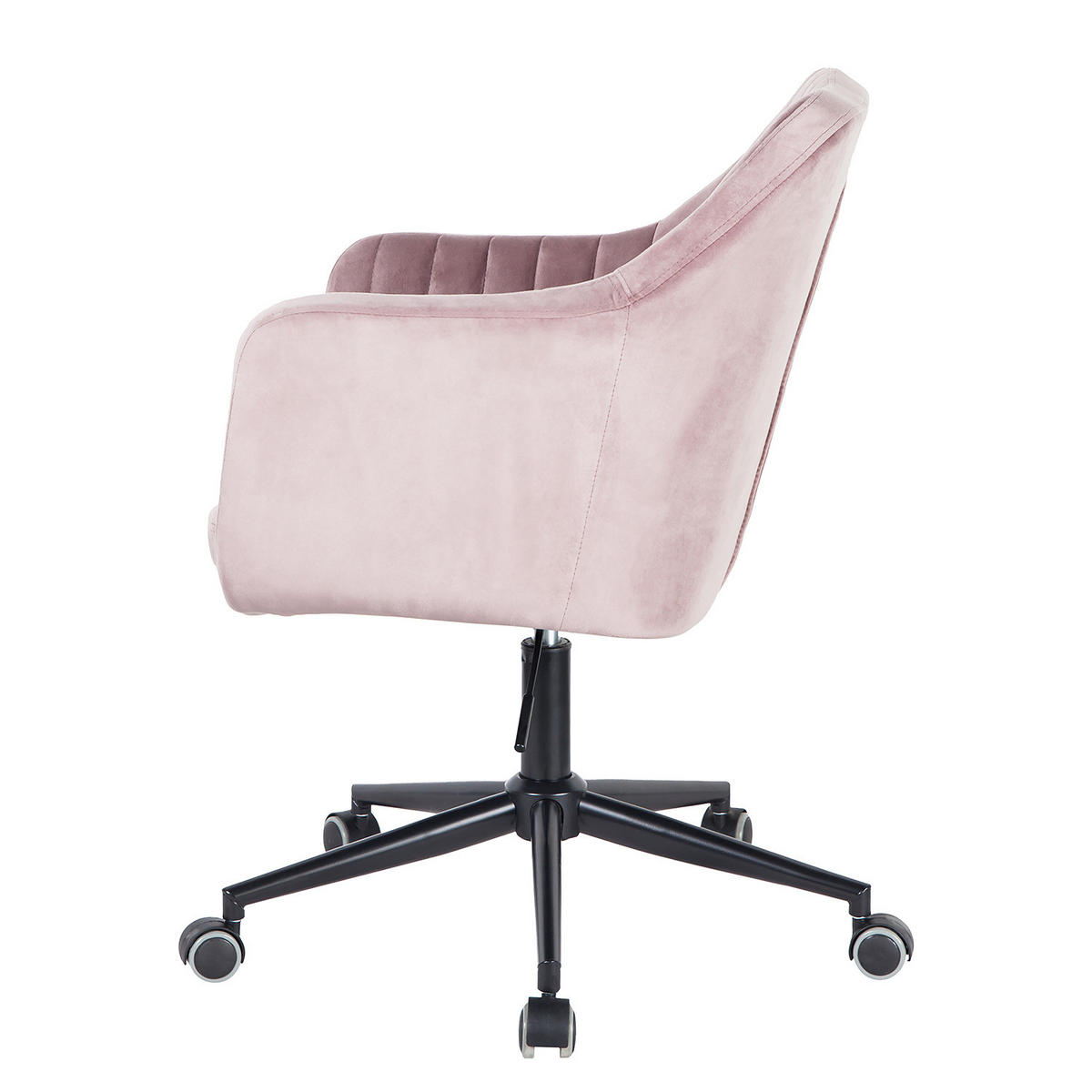 BÜRODREHSTUHL - Samt - Altrosa/Schwarz, Kunststoff/Textil (63/93/61cm) - home24