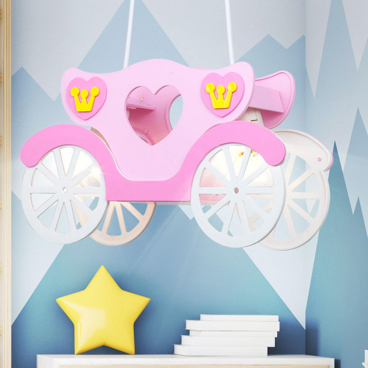 KINDERHÄNGELEUCHTE KITA Kunststoff Rosa - Rosa, Kunststoff (75/10.5/33cm) - Globo Lighting