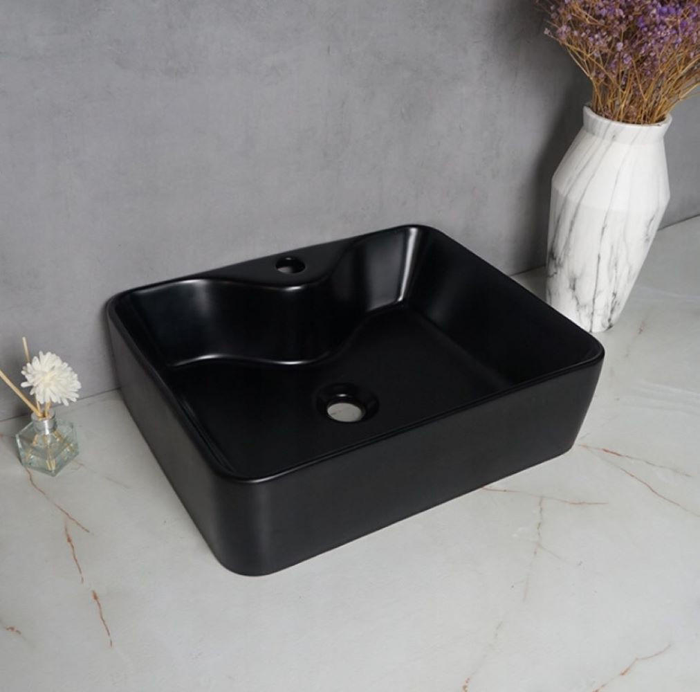 WASCHBECKEN, schwarz 48/38/14 cm - Schwarz, Keramik (48/14/38cm) - Rebiko