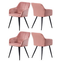 ESSZIMMERSTUHL Samt 4-teilig Rosa - Pink, Metall (55/82/59cm) - Life Interiors