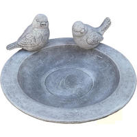 VOGELTRÄNKE Teller mit 2 Vögeln aus massiven Steinguss, frostfest - Grau, Stein (32/14/32cm) - stoneandstyle