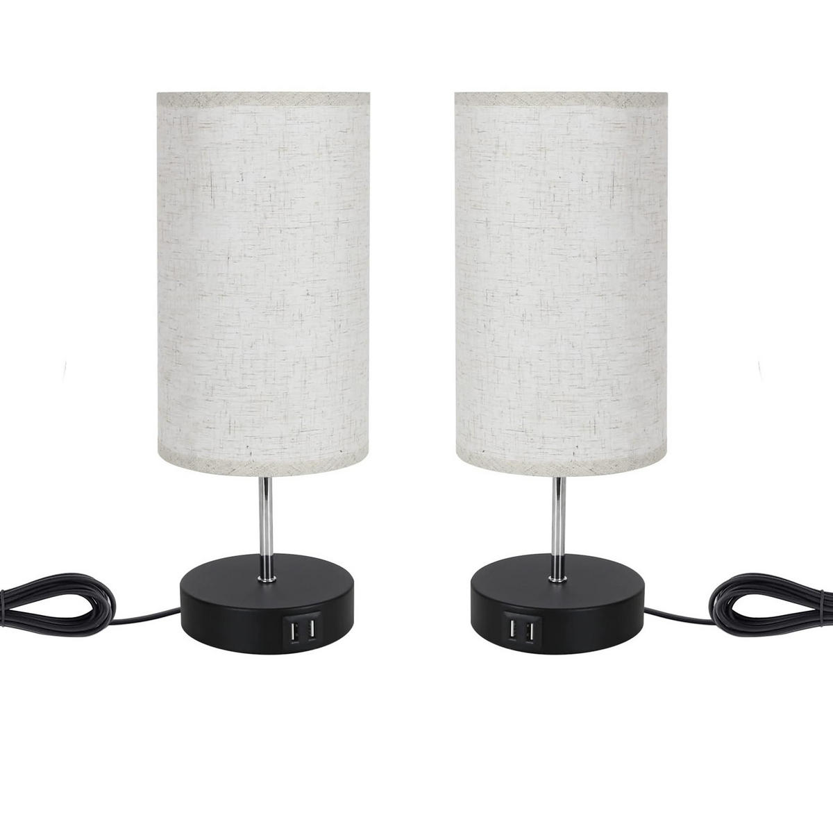 TISCHLEUCHTE Zenit 14/14/37 cm - Schwarz, Textil (14/14/37cm) - Nettlife