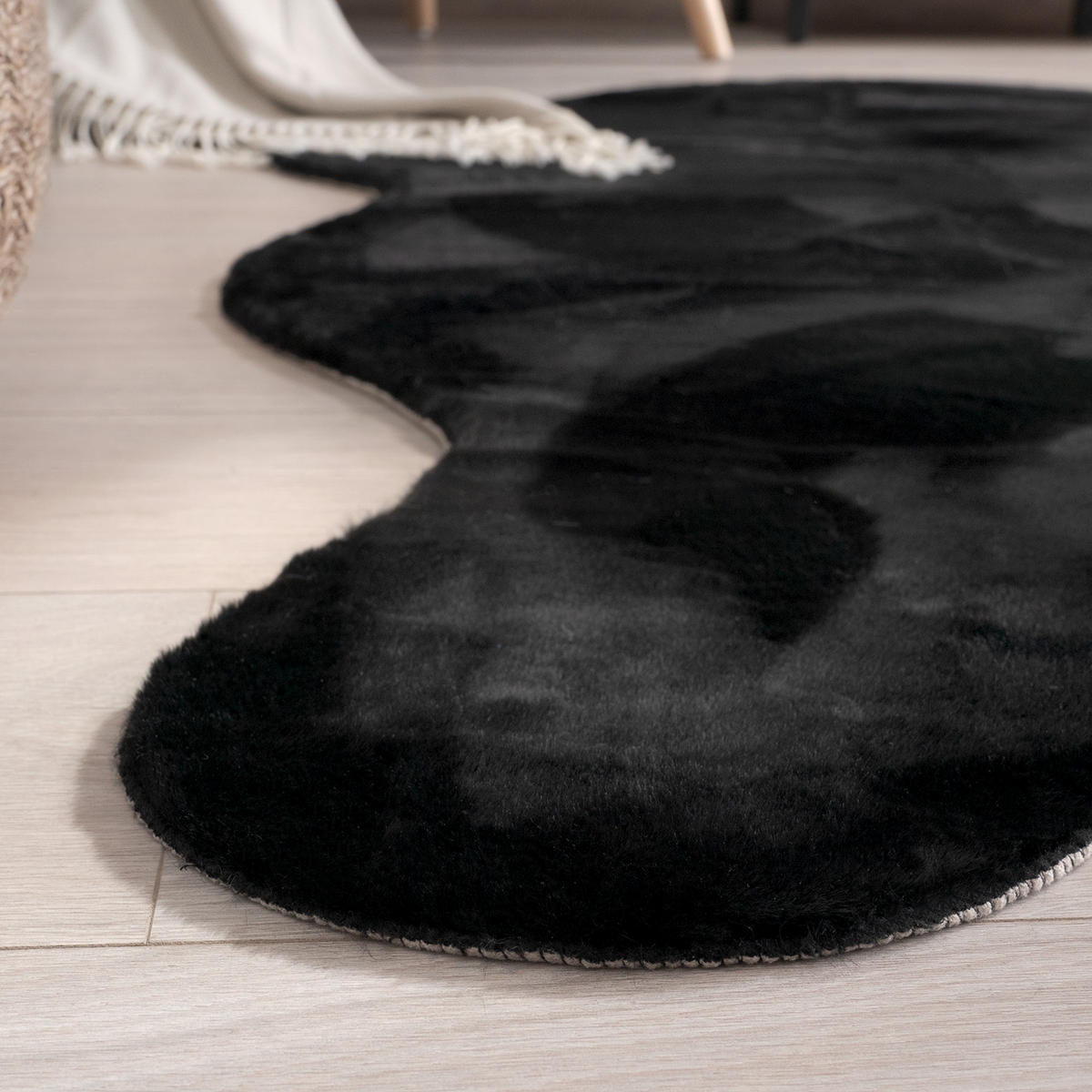 KURZFLORTEPPICH 120/160 cm Pelt 640 - Schwarz, Textil (120/160cm) - Paco Home