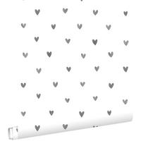 TAPETE Herzchen 53 cm x 10.05 m - Weiß, Papier (53/0.1cm) - ESTAhome