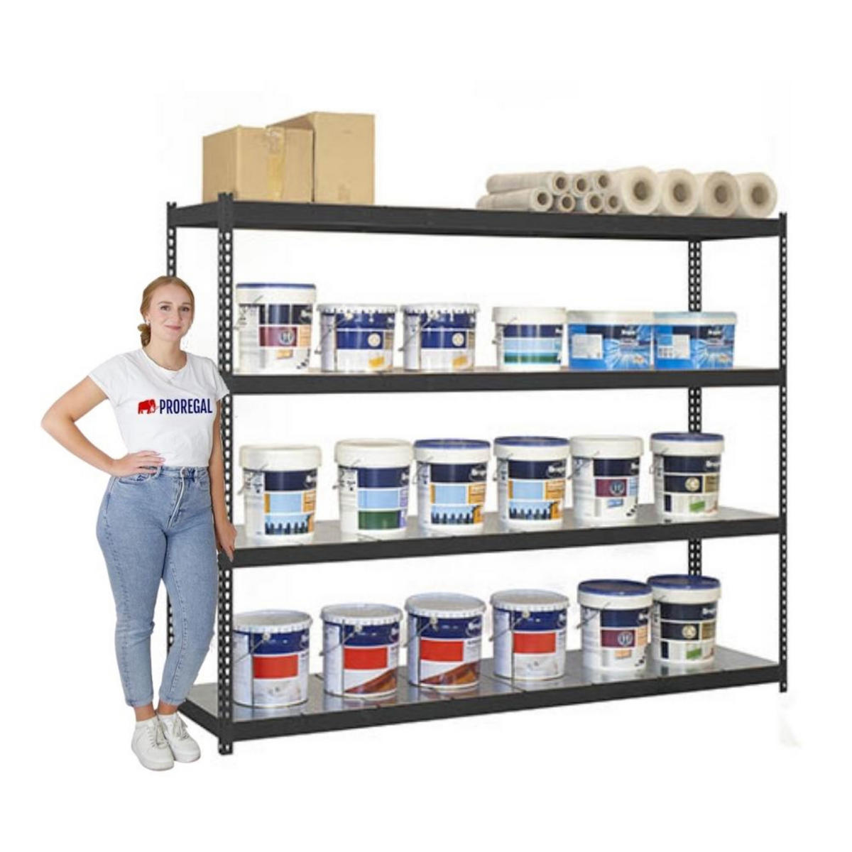 SCHWERLASTREGAL METAL BEAST FOUR | HxBxT 200x210x75cm | Fachlast 500kg | Anthrazit - Anthrazit, Metall (210/200/75cm) - PROREGAL
