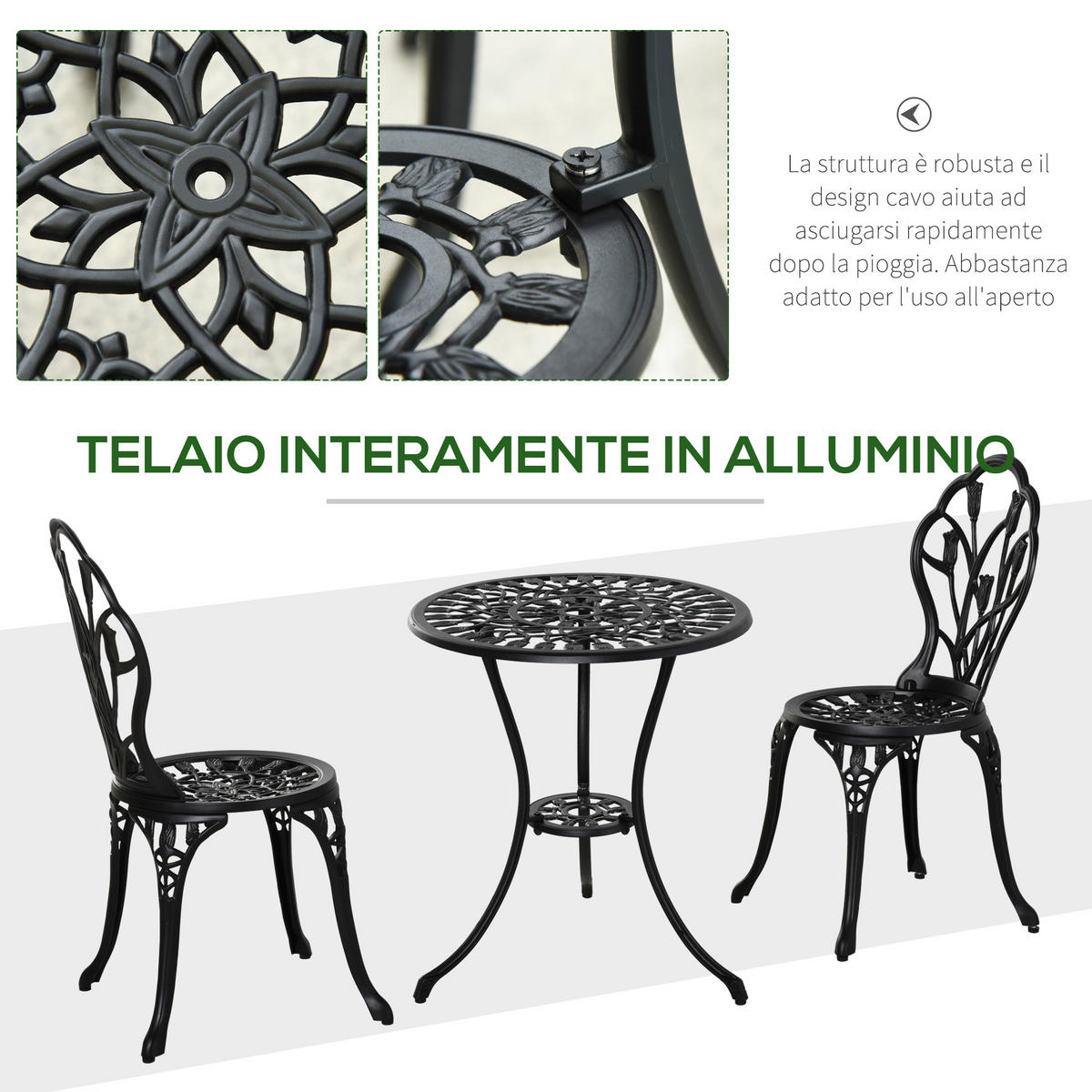 GARTEN-BEISTELLTISCHSET Schwarz 3 Stück - Schwarz, Naturmaterialien (60/60/67cm) - GiPP
