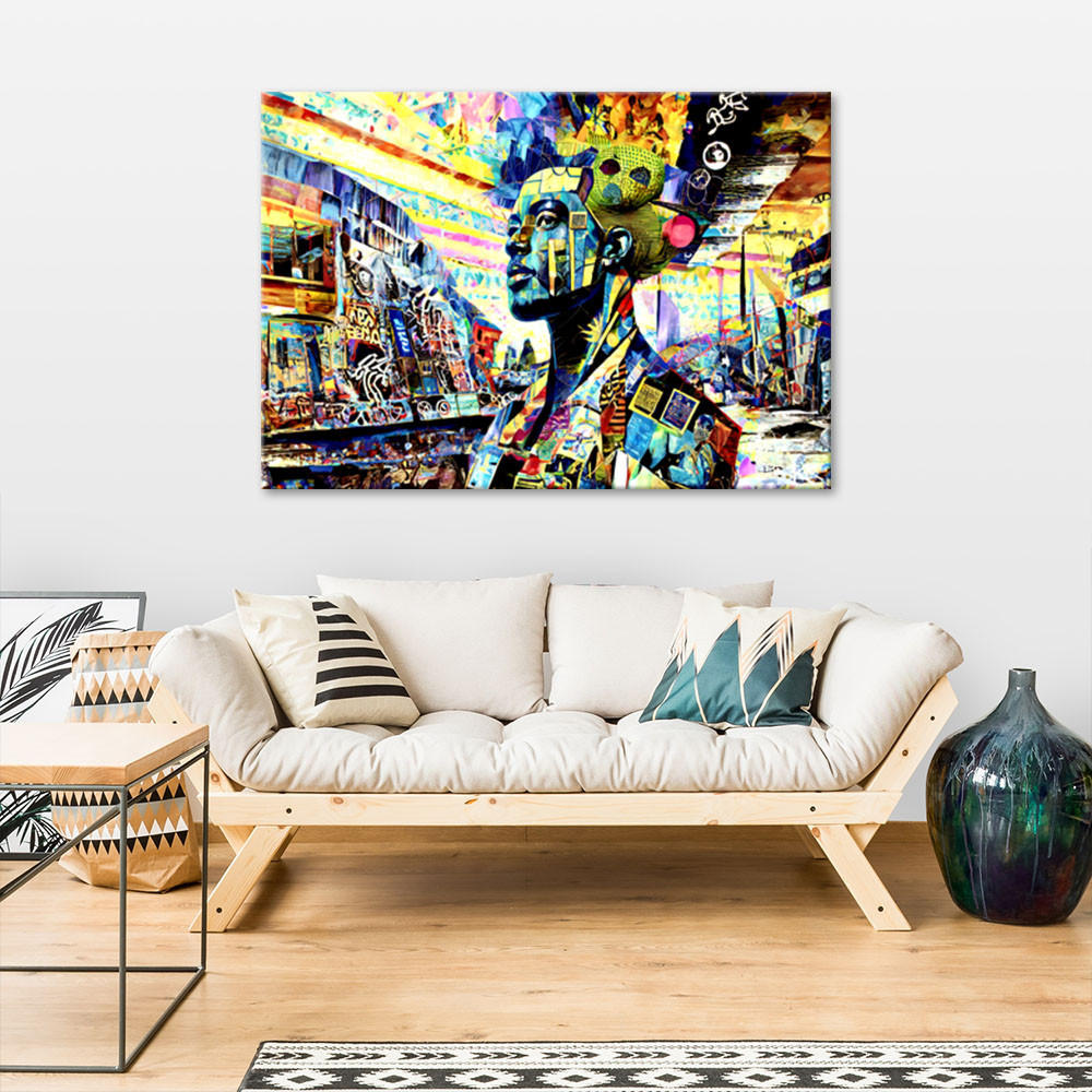 LEINWANDBILD Bunte Frau Abstrakt 60x40cm - Multicolor, Textil (60/40cm) - Feeby