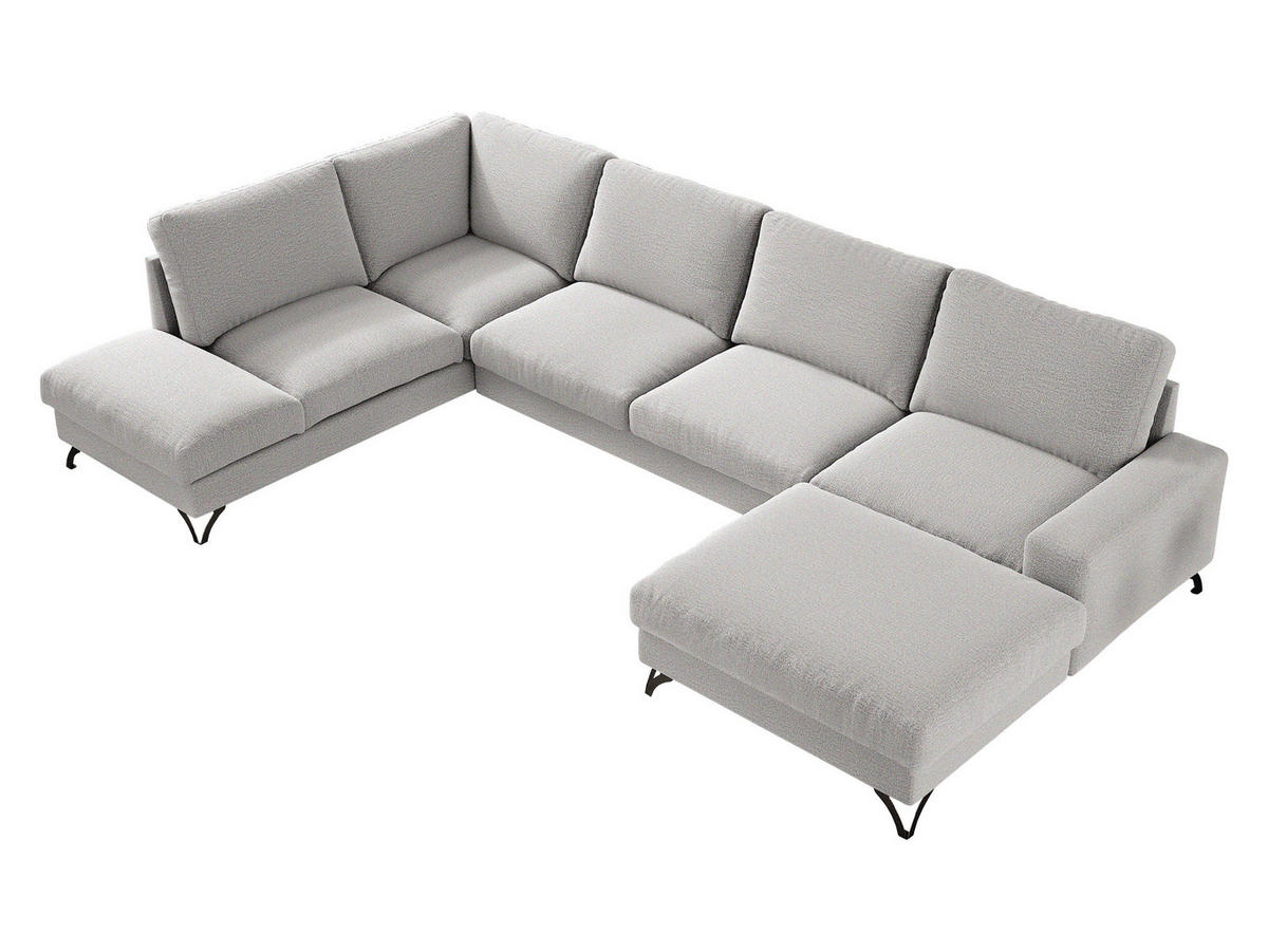 WOHNLANDSCHAFT Flavio U, Seite: Rechts - L3F+L2F+R1F - Kaschmir/Schwarz, Holz/Textil (367/91/214cm) - MIRJAN24