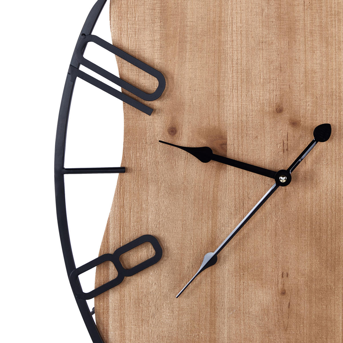 WANDUHR Metall heller Holzfarbton/schwarz Meynes - Schwarz, Metall (46/60/0.5cm) - Beliani