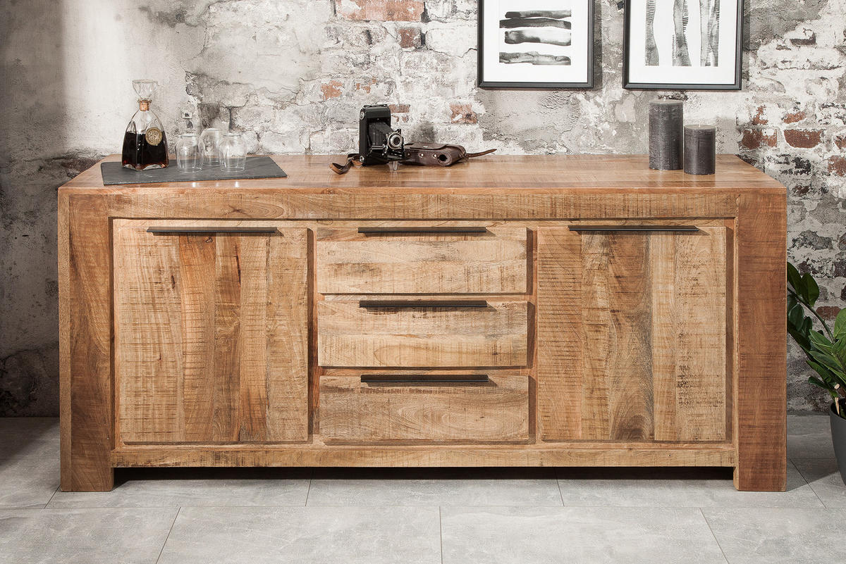 SIDEBOARD IRON CRAFT Mango Natur 175 cm - Naturfarben, Holz/Metall (174/76/50cm) - riess-ambiente