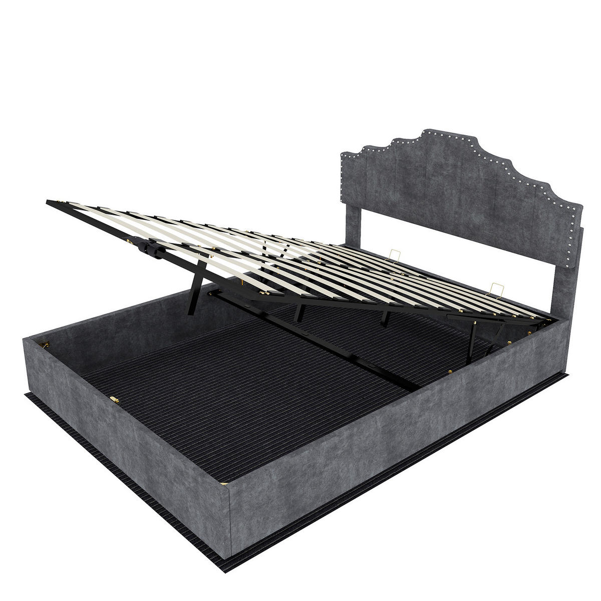 BETT mit Matratze 140x200 cm Stoff Grau - Grau, Metall (140/200cm) - Meubliv