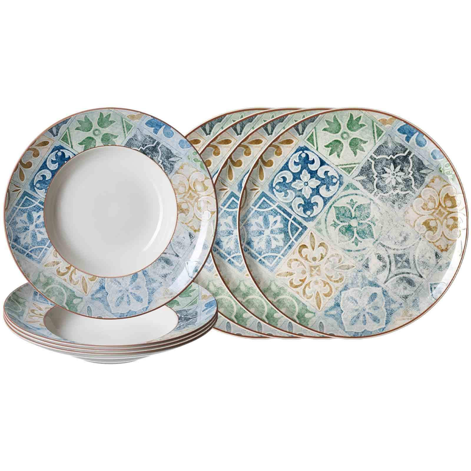 PIZZA & PASTA SET Roma Antica grün 8er Set - Grün, Keramik (1/1/1cm) - Ritzenhoff Breker