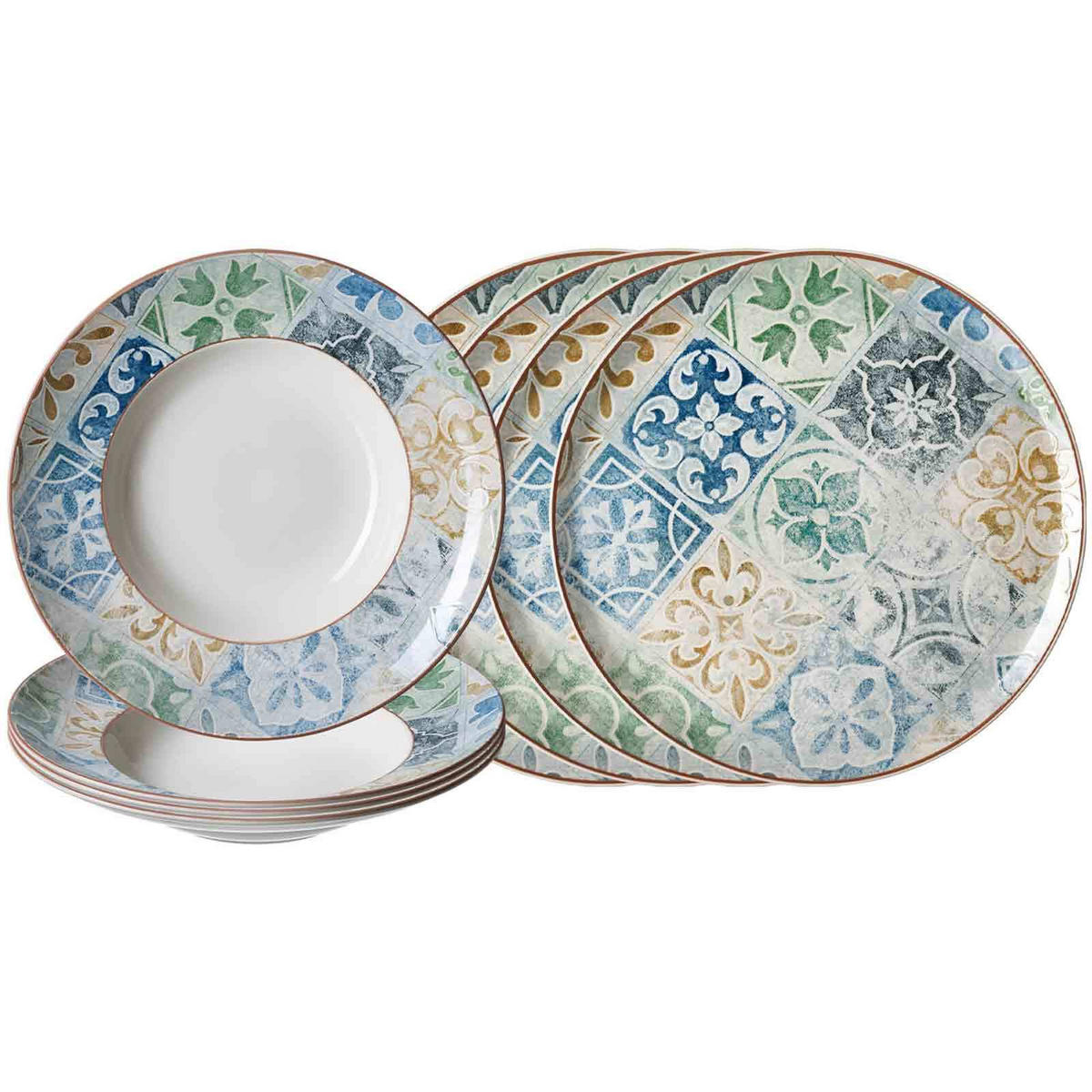 PIZZA & PASTA SET Roma Antica grün 8er Set - Grün, Keramik (1/1/1cm) - Ritzenhoff Breker