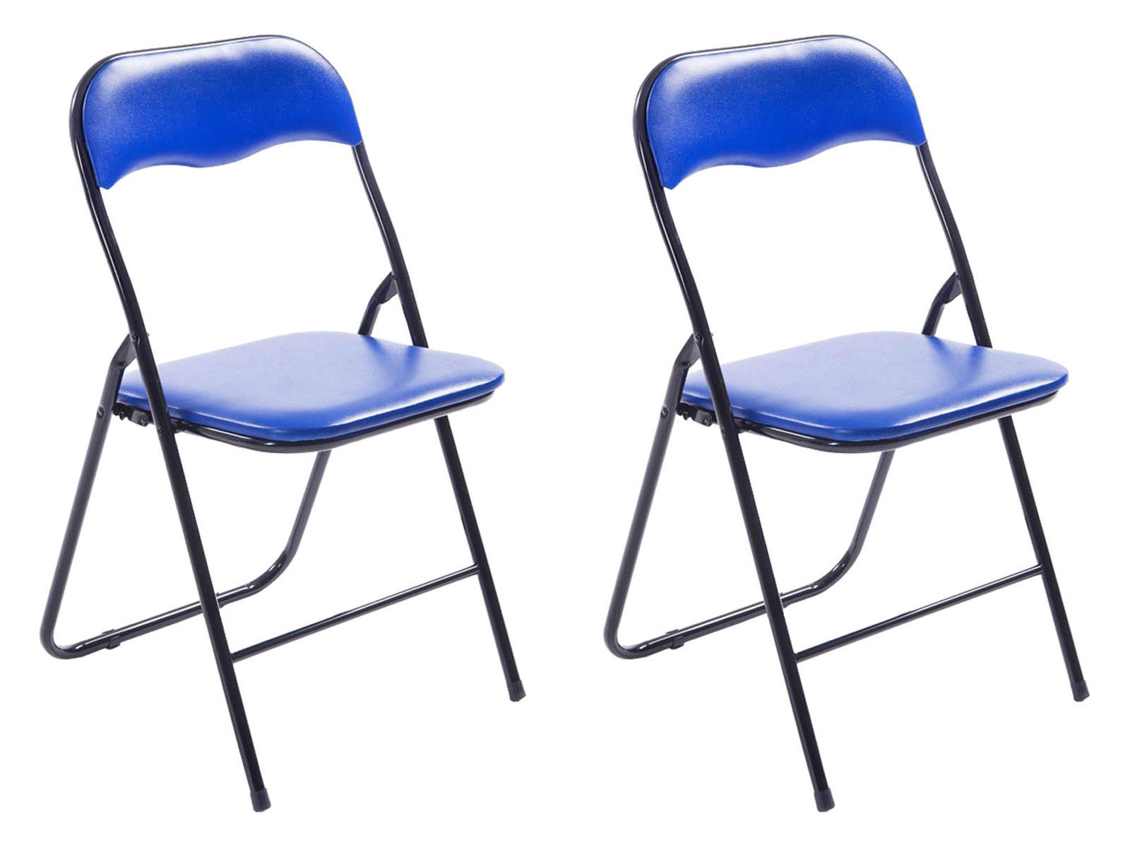 KLAPPSTUHL 2er Set Kunststoff blau/schwarz - Blau/Schwarz, Kunststoff/Textil (45/78/45cm) - CLP