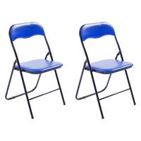 KLAPPSTUHL 2er Set Kunststoff blau/schwarz - Blau/Schwarz, Kunststoff/Textil (45/78/45cm) - CLP