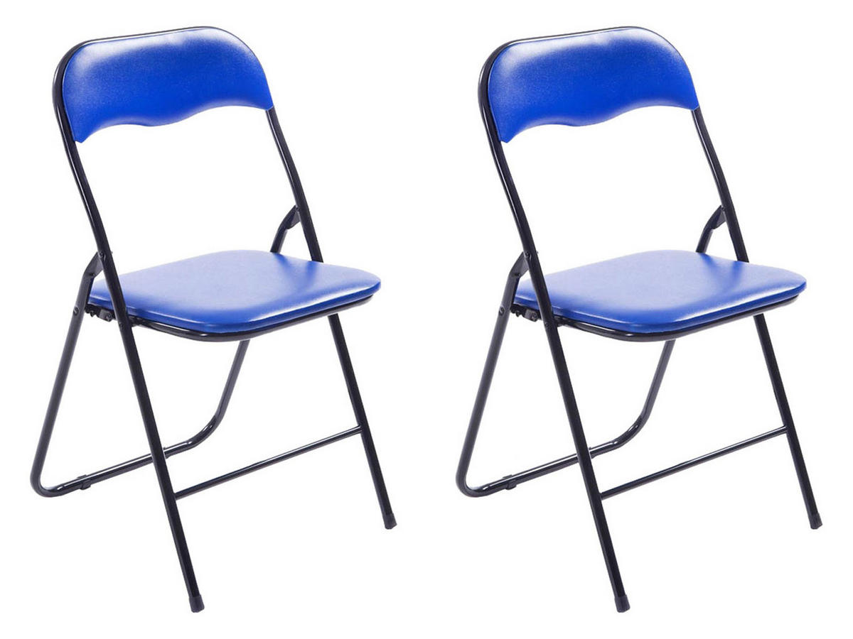 KLAPPSTUHL 2er Set Kunststoff blau/schwarz - Blau/Schwarz, Kunststoff/Textil (45/78/45cm) - CLP