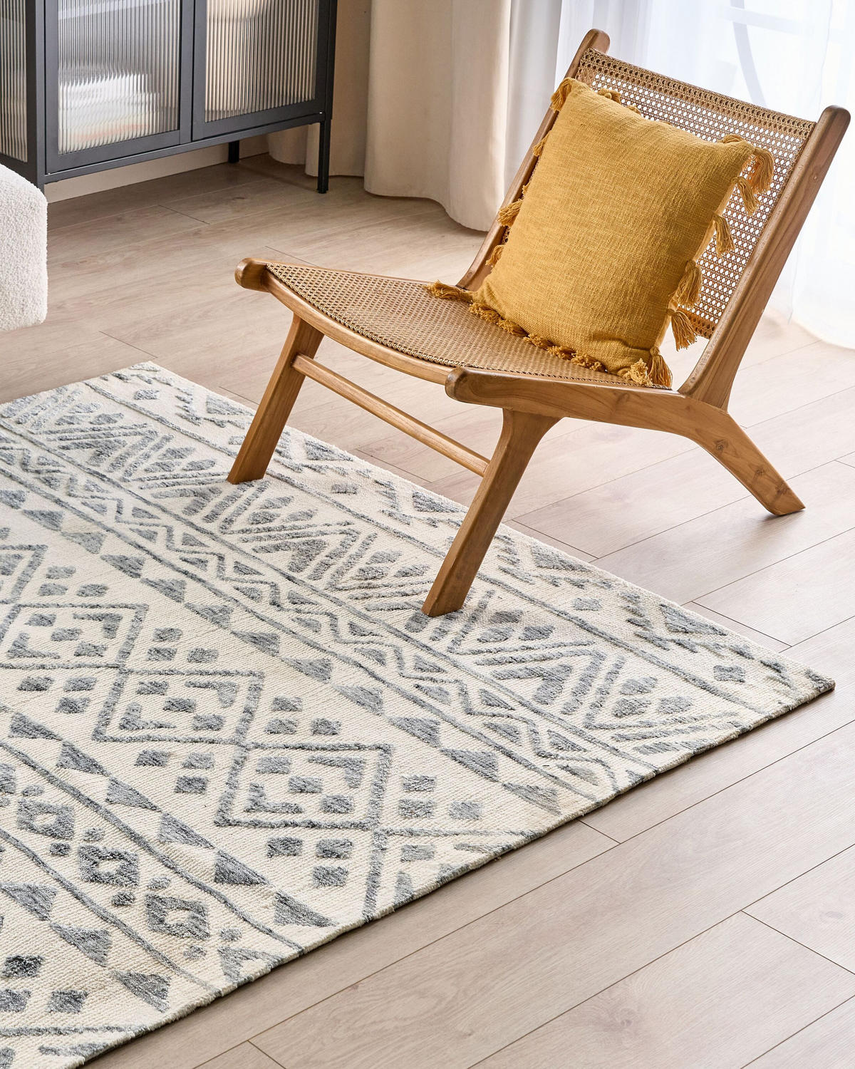 KURZFLOR-TEPPICH Beige 160/230 cm Aspani - Beige/Grau, Textil (160/230cm) - Beliani