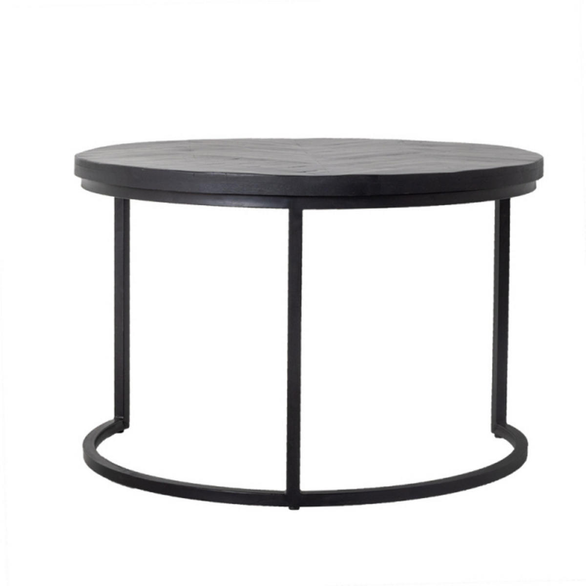 COUCHTISCH rund Herringbone 2er-Set, schwarz - Schwarz, Holz (75/75/50cm) - Giga Meubel