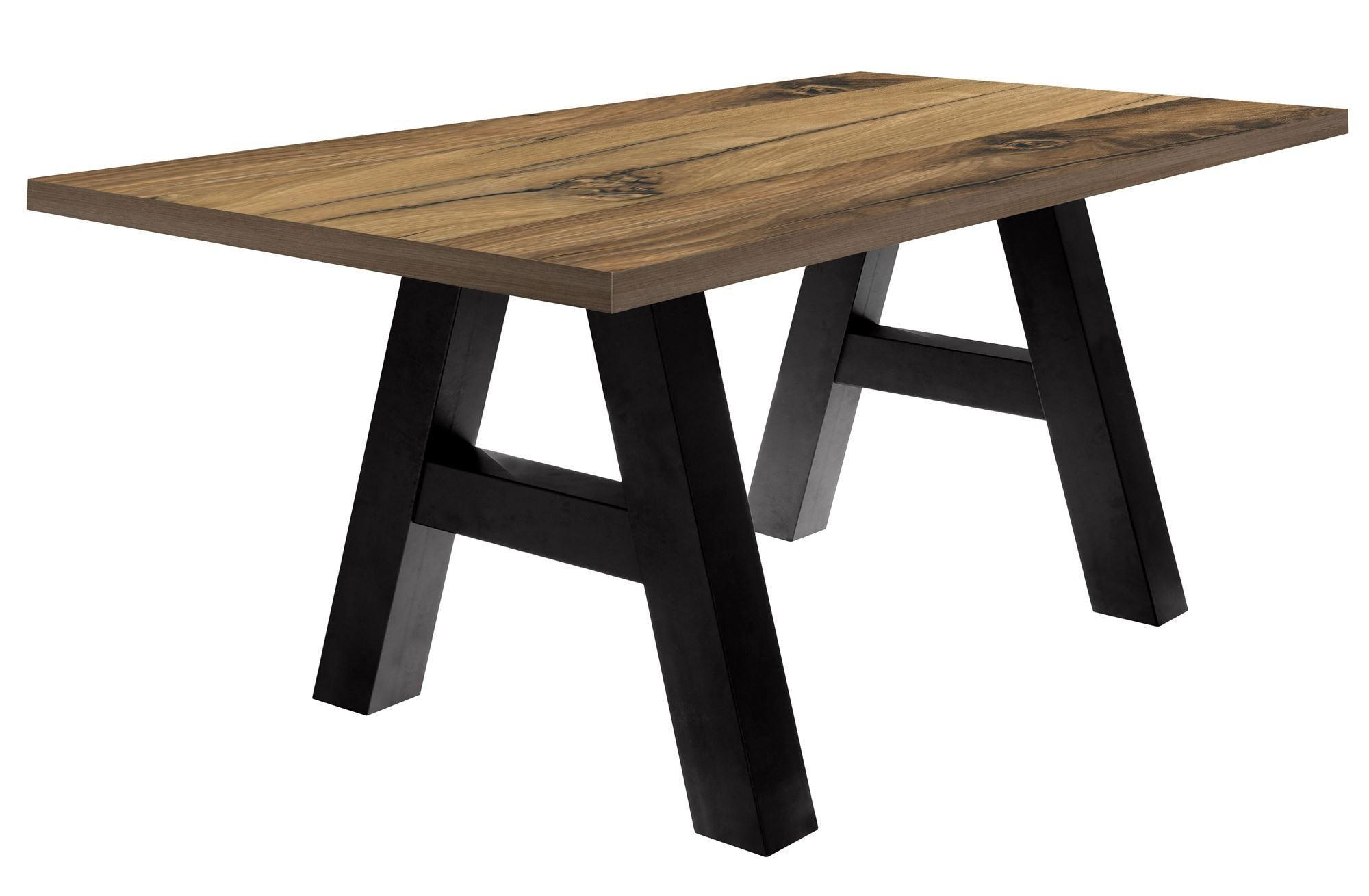 ESSZIMMERTISCH Elia 8 140 x 90 x 75 Esstisch Schwarzstahl/Plankeneiche - Dunkelgrau, Holz (140/90/75cm) - 58aufmkessel
