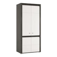 KLEIDERSCHRANK Sevilla schwarzkiefer / weiß hg 90 / 58 / 205cm - Weiß Hochglanz/Schwarz, Holz/Holzwerkstoff (90/205/58cm) - Feldmann-Wohnen