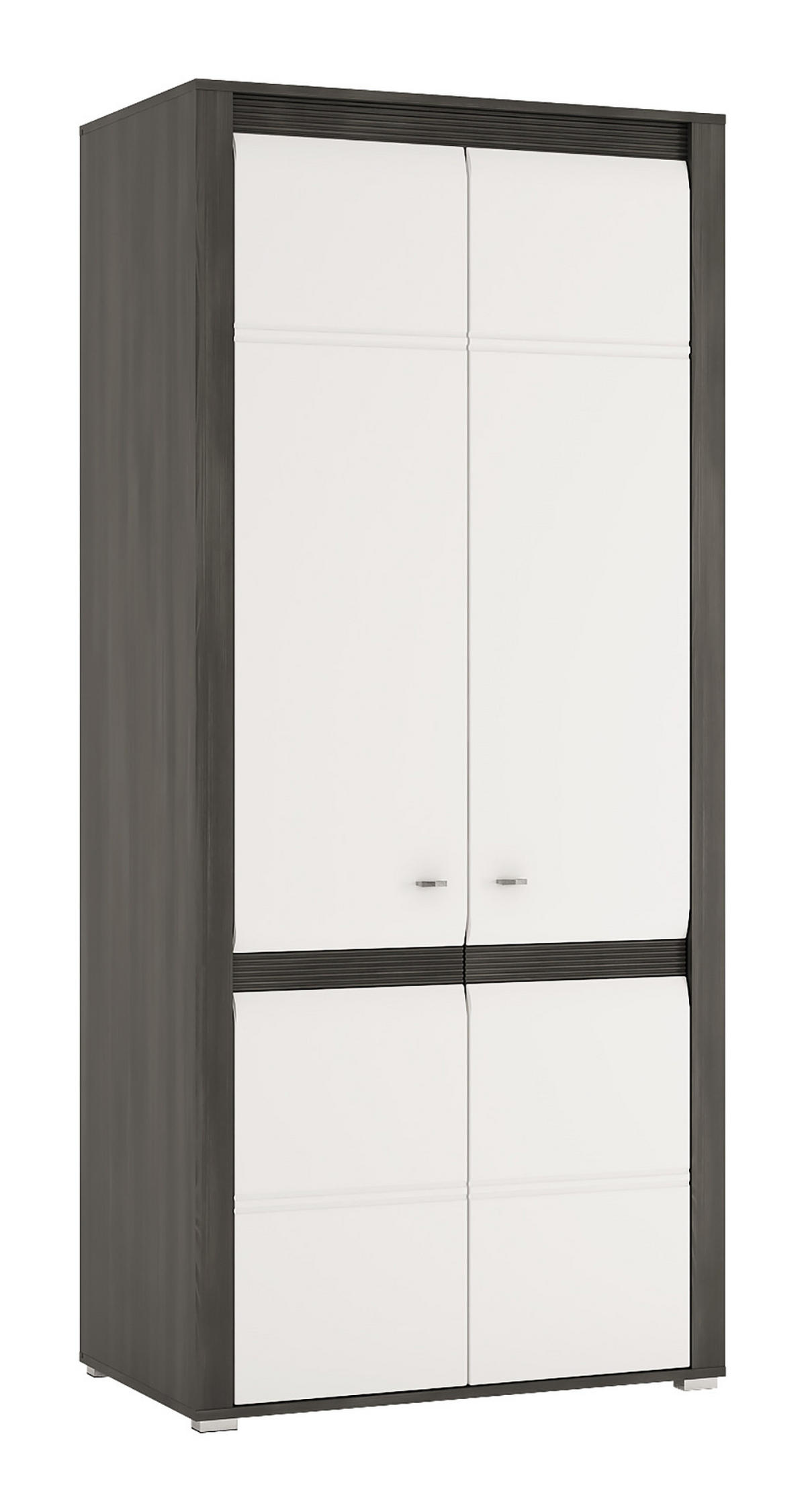 KLEIDERSCHRANK Sevilla schwarzkiefer / weiß hg 90 / 58 / 205cm - Weiß Hochglanz/Schwarz, Holz/Holzwerkstoff (90/205/58cm) - Feldmann-Wohnen