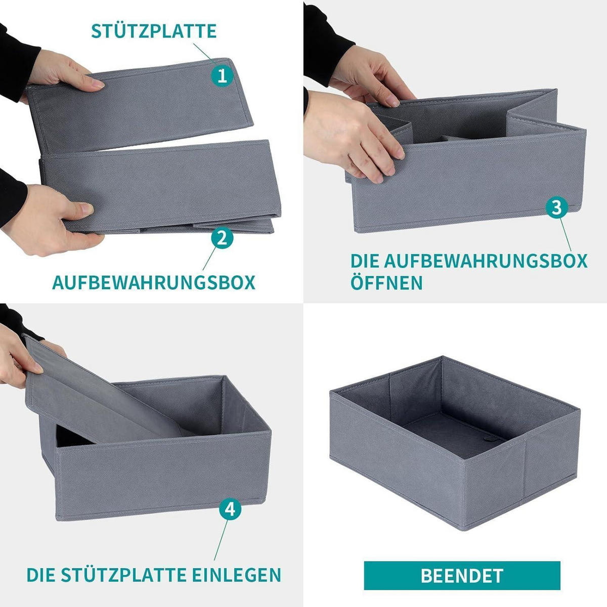 SCHUBLADEN Organizer 2er Set Grau 50x35 cm - Grau, Textil (24/11/30cm)