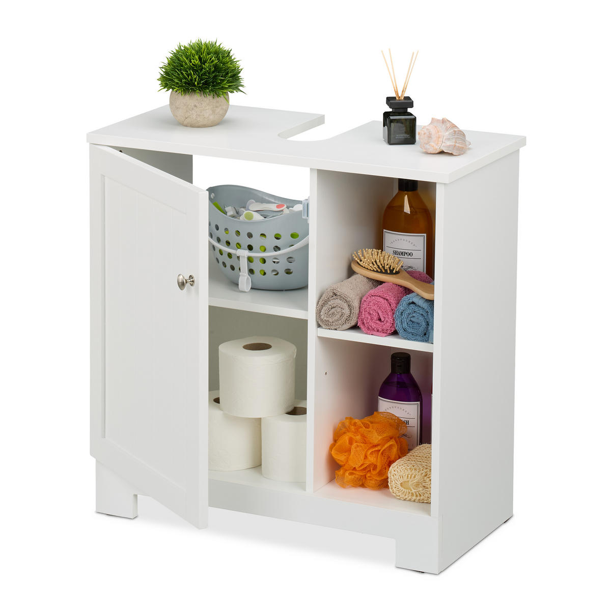 WASCHBECKENUNTERSCHRANK - Weiß, Holzwerkstoff (60/60/30cm) - Relaxdays